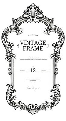 PSD 편집이미지 전통 디자인 프레임 흑백 그래픽 장식 빈티지 날짜 초대장 인쇄물 이미지편집 컨셉 카드_감사 촬영기법 파일형식