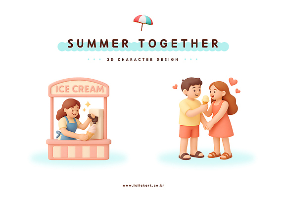 PSD 편집이미지 커플 행복 여유 데이트 아이스크림 사랑 여름 햇빛 3D 상점 시간 분위기 편집3D 계절 감정 컨셉 관계 디저트 태양 디지털합성 파일형식