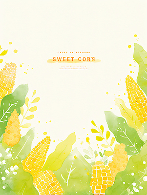 PSD 식물 디자인 예술 컬러 백그라운드 농업 일러스트 자연 수채화 옥수수 그래픽 장식 초록색 여름 농작물 노란색 농촌 생동감 창의성 국내일러스트 계절 산업 곡류 시골 생태계 파일형식
