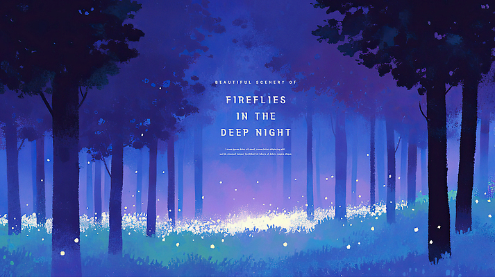 PSD 별 일러스트 자연 하늘 생명 풍경 여름 빛 평화 화려 숲속 숲 신비 민트색 반딧불이 뷰티풀 국내일러스트 자연요소 계절 컬러 곤충 컨셉 생태계 파일형식