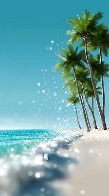 JPG 편집이미지 파도 바다 여행 자연 물놀이 휴가 풍경 해변 여름 야자수 햇빛 수영 고요 편집실사 AI포토 AI콘텐츠 나무 계절 놀이 태양 수상스포츠 CG 생태계 파일형식