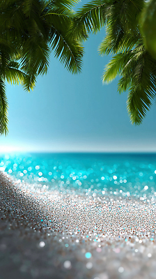 JPG 편집이미지 모래 바다 여행 자연 휴식 열대 풍경 해변 여름 파란색 반짝임 야자수 햇빛 산호 수평선 편집실사 AI포토 AI콘텐츠 나무 계절 컬러 컨셉 모션 태양 자포동물 CG 생태계 파일형식