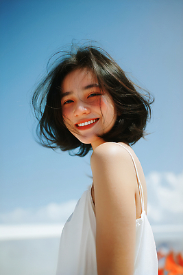 JPG 구름 편집이미지 여자 행복 감정 포즈 자연 하늘 바람 밝음 미소 소녀 청춘 햇빛 머리카락 뷰티풀 의료성형뷰티 편집실사 AI인물포토 AI콘텐츠 자연요소 어린이 컨셉 날씨 표정 사람 태양 머리 CG 생태계 파일형식 AI포토