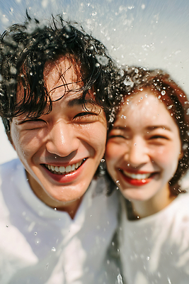 JPG 편집이미지 커플 행복 바다 자연 물놀이 사랑 웃음 해변 여름 믿음 즐거움 순간 의료성형뷰티 편집실사 AI인물포토 AI콘텐츠 계절 감정 관계 놀이 표정 CG 생태계 파일형식 AI포토
