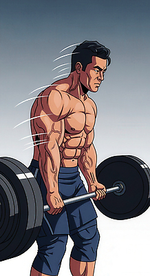 JPG 남자 포즈 일러스트 근육 운동복 운동 운동기구 헬스 힘 아령 무게 웨이트트레이닝 집중 크로스핏 스쿼트 규칙적 국내일러스트 AI일러스트 AI콘텐츠 옷 컨셉 건강 사람 파일형식 운동자세