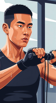 JPG 남자 포즈 일러스트 실내 건강 운동복 운동 운동기구 헬스 엉덩이 집중 연습 땀 근력 크로스핏 국내일러스트 AI일러스트 AI콘텐츠 옷 컨셉 사람 내부 신체부위 파일형식