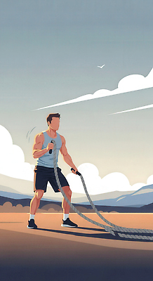 JPG 남자 밧줄 일러스트 모션 하늘 산 건강 야외 운동복 운동 운동장 에너지 목표 저녁 집중 연습 스트레스해소 크로스핏 국내일러스트 AI일러스트 AI콘텐츠 옷 줄 컨셉 스포츠시설 사람 공간 야간 파일형식