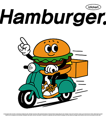 캐릭터 디자인 도로 음식 빵 상징 일러스트 모션 디저트 치즈 육류 손짓 그래픽 귀여움 스쿠터 햄버거 배달원 배송 애니메이션 간편조리식품 일러캐릭터 AI파일 직업 길 컨셉 식재료 교통시설 유제품 패스트푸드 오토바이 파일형식 벡터