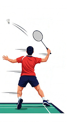 JPG 남자 스포츠 일러스트 모션 협력 운동선수 경기 운동 에너지 코트 도전 네트 셔틀콕 집중 연습 준비 배드민턴 리턴 스매싱 국내일러스트 AI일러스트 AI콘텐츠 스포츠용품 컨셉 건강 사람 구기 외투 파일형식