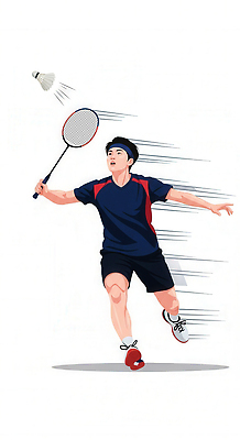 JPG 남자 스포츠 포즈 일러스트 운동선수 실내 경기 운동 힘 경쟁 스윙 셔틀콕 체육관 배드민턴 스트라이크 국내일러스트 AI일러스트 AI콘텐츠 스포츠용품 컨셉 건강 사람 내부 구기 파일형식