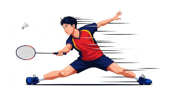 JPG 남자 스포츠 포즈 일러스트 모션 협력 운동선수 기술 경기 운동 경쟁 스윙 집중 연습 즐거움 속도 체육관 배드민턴 액션 스매싱 국내일러스트 AI일러스트 AI콘텐츠 감정 컨셉 건강 사람 구기 파일형식