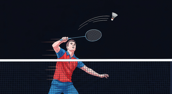 JPG 남자 스포츠 일러스트 모션 협력 운동선수 기술 경기 운동 힘 경쟁 코트 팬 셔틀콕 집중 연습 배드민턴 프로 스매싱 국내일러스트 AI일러스트 AI콘텐츠 스포츠용품 컨셉 건강 사람 구기 외투 파일형식