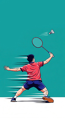 JPG 남자 스포츠 포즈 일러스트 운동선수 기술 경기 취미 운동 힘 경쟁 경기장 공격 셔틀콕 집중 연습 속도 체육관 열정 배드민턴 활기 국내일러스트 AI일러스트 AI콘텐츠 감정 스포츠용품 컨셉 스포츠시설 모션 건강 사람 구기 파일형식