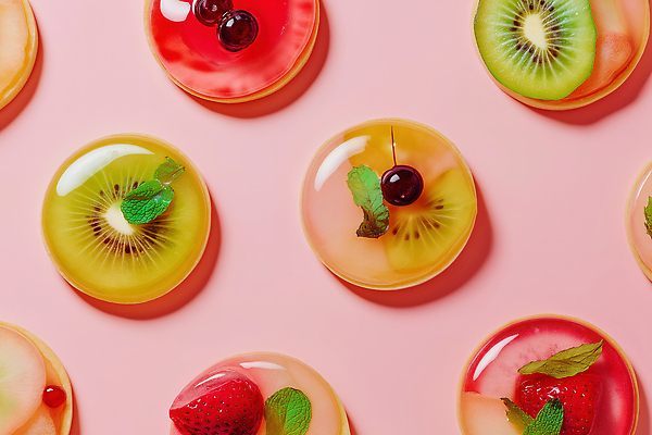 JPG 편집이미지 음식 컬러 과일 딸기 디저트 키위 사각형 체리 달콤 맛 민트 젤리 조화 플레이팅 편집실사 AI포토 AI콘텐츠 도형 컨셉 상차림 허브 CG 파일형식