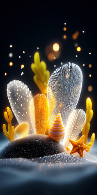 JPG 식물 편집이미지 문양 바다 컬러 자연 조개 장식 빛 3D 해저 뷰티풀 편집3D AI컴퓨터그래픽 AI콘텐츠 어패류 바닷속 디지털합성 생태계 파일형식