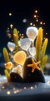 JPG 식물 편집이미지 별 바다 상징 컬러 자연 생명 조명 3D 수중동물 광선 해양식물 뷰티풀 편집3D AI컴퓨터그래픽 AI콘텐츠 자연요소 동물 수중식물 디지털합성 생태계 파일형식