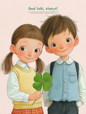 PSD 무료이미지 행복 어린이 백그라운드 일러스트 따뜻함 선물 사랑 미소 웃음 초록색 친구 정원 희망 우정 표현 인사 행운 클로버 소중 그림 국내일러스트 감정 컬러 컨셉 관계 표정 사람 예절 파일형식