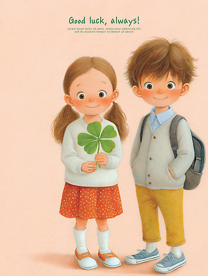 PSD 패션 행복 어린이 포즈 가방 일러스트 학교 사랑 미소 소녀 소년 일상 친구 봄 만남 행운 네잎클로버 그림 엽서 국내일러스트 식물 잡화 계절 여자 교육 남자 감정 컨셉 관계 표정 사람 라이프 클로버 편지 파일형식