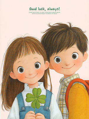 PSD 행복 어린이 일러스트 자연 표정 웃음 친구 귀여움 희망 우정 행운 네잎클로버 클로버 그림 국내일러스트 식물 감정 컨셉 관계 사람 생태계 파일형식