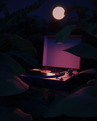 JPG 식물 편집이미지 여유 음악 자연 여름 정원 소리 분위기 신비 달빛 힐링 아날로그 감성 레코드플레이어 편집3D AI컴퓨터그래픽 AI콘텐츠 계절 감정 컨셉 문화예술 3D 달 생태계 파일형식