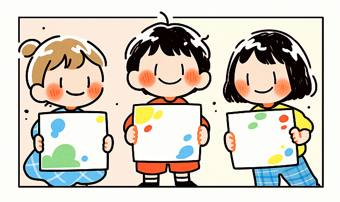 JPG 교육 행복 어린이 컬러 일러스트 모션 놀이 미술 웃음 친구 학습 물감 기쁨 표현 그리기 발전 즐거움 그림 창의성 국내일러스트 AI일러스트 AI콘텐츠 감정 컨셉 관계 문화예술 표정 사람 미술도구 파일형식