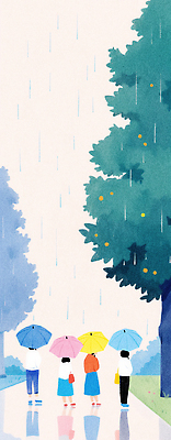 JPG 나무 컬러 일러스트 우산 날씨 수채화 거리 사람 풍경 일상 소풍 걷기 모임 비 그림 감성 교외 뷰티풀 색감 국내일러스트 AI일러스트 AI콘텐츠 자연요소 식물 컨셉 모션 라이프 야외활동 파일형식