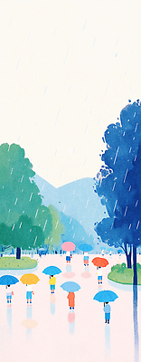 JPG 나무 학생 공원 어린이 일러스트 우산 모션 자연 날씨 산 풍경 일상 소풍 산책 물방울 비 그룹 즐거움 뷰티풀 국내일러스트 AI일러스트 AI콘텐츠 자연요소 식물 공공시설 감정 휴식 사람 라이프 야외활동 생태계 파일형식