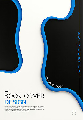 PSD 템플릿 디자인 곡선 북커버 텍스트 형상 그래픽 파란색 검은색 흰색 프레젠테이션 심볼 모던 스타일 커스터마이징 이미지템플릿 선 컬러 서비스 파일형식