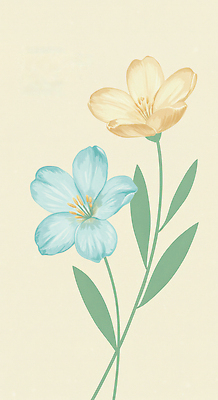 JPG 식물 디자인 꽃 여유 예술 컬러 잎 일러스트 자연 수채화 장식 파란색 노란색 표현 그리기 파스텔 조화 뷰티풀 색채 국내일러스트 AI일러스트 AI콘텐츠 감정 모션 학용품 생태계 파일형식