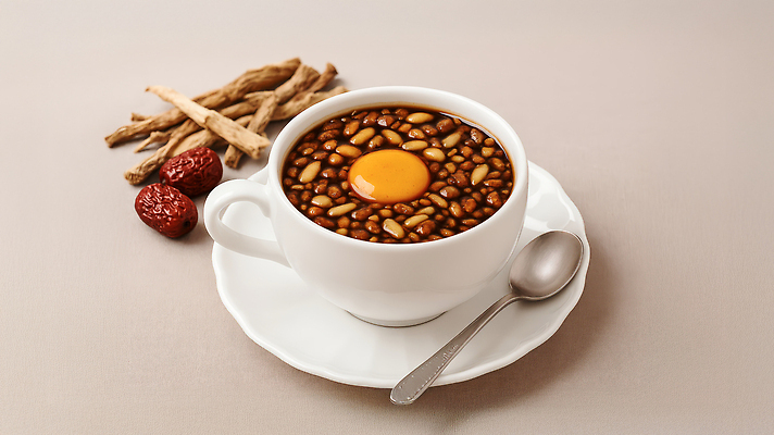 JPG 편집이미지 음식 계란 식사 아침식사 약초 설탕 잣 다과 건강식 따뜻한음료 생강차 쌍화차 찹쌀 편집실사 AI포토 AI콘텐츠 음료 디저트 차_음료 알 견과류 쌀 풀_식물 CG 파일형식