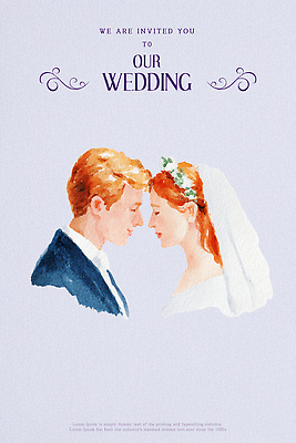 PSD 편집이미지 디자인 부부 감정 신부 예술 신랑 결혼 결혼식 수채화 사랑 장식 표현 우아함 초대장 뷰티풀 이미지편집 커플 컨셉 카드_감사 이벤트 파일형식