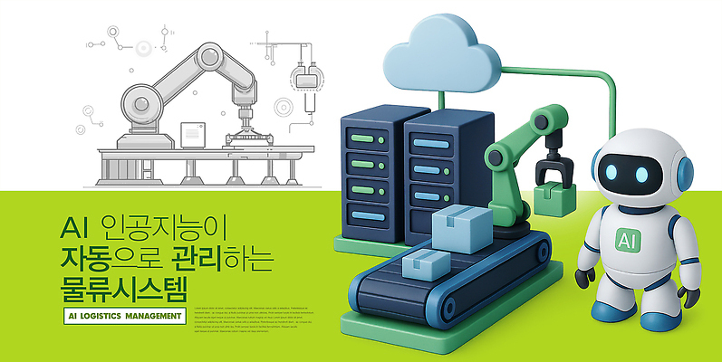 PSD 편집이미지 기술 관리 기계 작업장 로봇 시스템 물류 혁명 자동화 AI_인공지능 이미지편집 산업 컨셉 파일형식