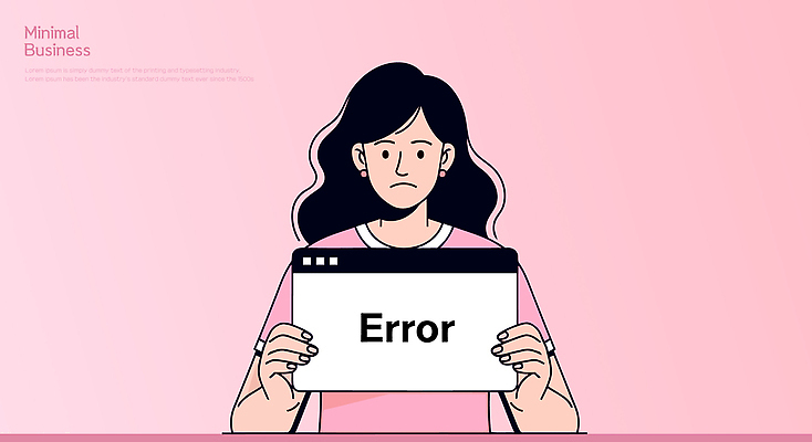 디자인 여자 감정 분홍색 백그라운드 일러스트 비즈니스 커뮤니케이션 기술 표정 그래픽 컴퓨터 스크린 표현 메시지 좌절 문제 오류 인증 국내일러스트 AI파일 컬러 컨셉 사람 전자제품 파일형식 벡터