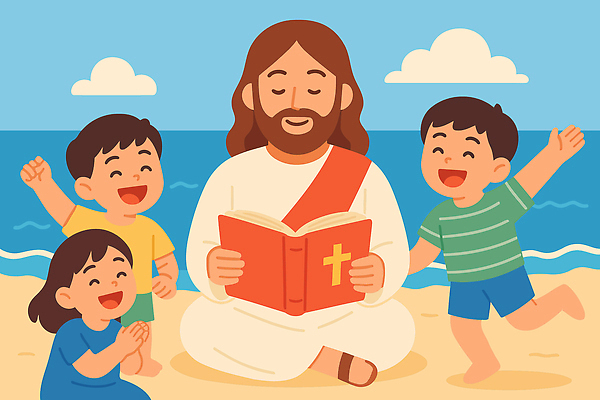 행복 종교 어린이 바다 컬러 일러스트 자연 해변 성경 기쁨 예수 읽기 즐거움 신성 소통 공동체 국내일러스트 AI파일 감정 컨셉 종교용품 모션 사람 신_종교 생태계 파일형식 벡터