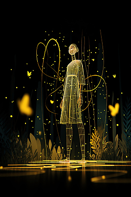 JPG 모델 감정 실루엣 예술 나비 자연 조명 그래픽 디지털 표현 춤 분위기 숲 신비 뷰티풀 상상력 창의성 AI컴퓨터그래픽 AI콘텐츠 곤충 컨셉 문화예술 촬영기법 생태계 파일형식