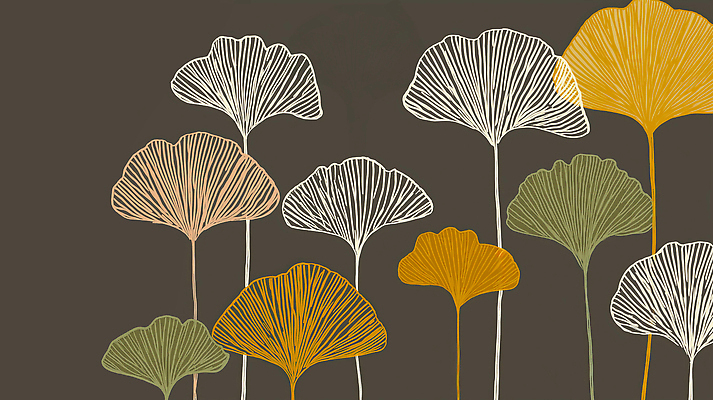 JPG 식물 디자인 예술 컬러 백그라운드 잎 패턴 일러스트 자연 그래픽 그리기 우아함 카라 모던 은행나무 뷰티풀 국내일러스트 AI일러스트 AI콘텐츠 나무 꽃 컨셉 무늬 모션 생태계 파일형식