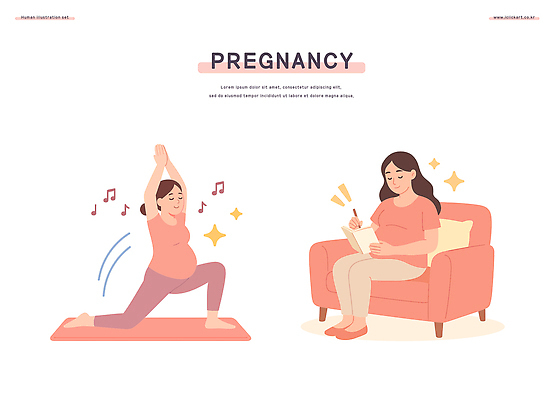 웰빙 여자 일러스트 요가 모션 건강 생활 소파 독서 운동 평화 스트레칭 임산부 임신 편안함 집중 명상 태교 일과 자기관리 국내일러스트 AI파일 컨셉 의자 사람 감각 파일형식 벡터