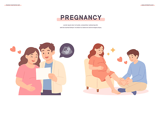 커플 여자 남자 행복 감정 일러스트 가족 관계 사랑 부모 희망 임신 기쁨 아기 소식 준비 돌봄 순간 국내일러스트 AI파일 모션 사람 파일형식 벡터