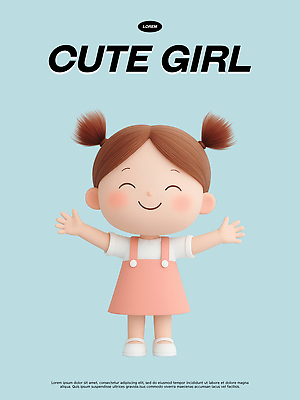 PSD 편집이미지 캐릭터 디자인 행복 감정 어린이 백그라운드 웃음 소녀 3D 귀여움 그림 팬시 팔 애니메이션 창작 편집3D 여자 컨셉 표정 사람 신체부위 디지털합성 파일형식