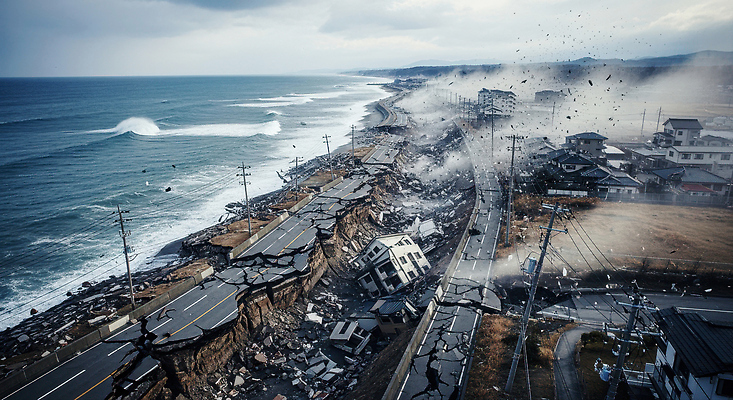 JPG 편집이미지 도로 날씨 안전 풍경 해변 건물 피해 손상 구출 자연재해 태풍 점검 심각 주민 지진 편집실사 AI포토 AI콘텐츠 건축물 길 바다 컨셉 교통시설 도움 CG 재해 파일형식