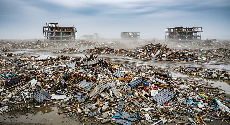 JPG 편집이미지 유적 풍경 건물 환경 침묵 손상 도시 황폐 파편 자연재해 흔적 먼지 상실 지진 편집실사 AI포토 AI콘텐츠 전통 건축물 컨셉 소리 CG 재해 파일형식