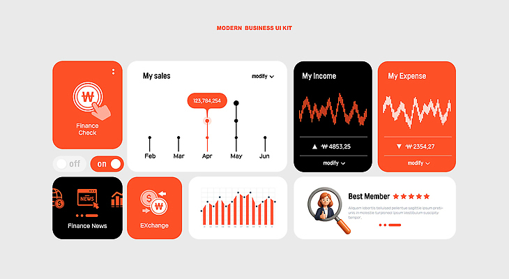 PSD 템플릿 비즈니스 관리 자료 체험 분석 수익 UI 구성 기능 재정 사용자 비용 이미지템플릿 컨셉 경제 파일형식