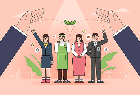 식물 직업 손 컬러 일러스트 협력 사랑 여러명 마음 표현 발전 변화 격려 소통 공동체 긍정적 연대 국내일러스트 AI파일 감정 다수 컨셉 모션 사람 신체부위 파일형식 벡터