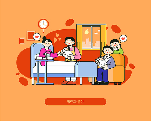 여자 행복 감정 일러스트 가족 응원 따뜻함 건강 병원 사랑 귀여움 일몰 임신 기쁨 만남 축하 아기 출산 환대 순간 국내일러스트 AI파일 컨셉 의학 관계 사람 노을 파일형식 벡터