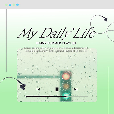 템플릿 음악 컬러 백그라운드 여름 헤드폰 소리 분위기 직선 조화 설정 리듬 차분 플레이리스트 이미지템플릿 AI파일 계절 선 음향기기 컨셉 문화예술 파일형식 벡터