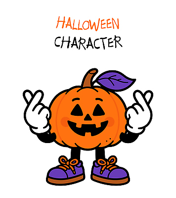 캐릭터 디자인 옷 컬러 일러스트 손가락 호박 아이디어 웃음 축제 할로윈 축하 유머 즐거움 공포 애니메이션 생동감 창의성 일러캐릭터 AI파일 손 감정 컨셉 채소 표정 파일형식 벡터