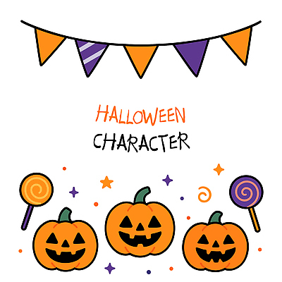 캐릭터 디자인 상징 컬러 일러스트 호박 사탕 이벤트 장식 파티 귀여움 축제 할로윈 가을 축하 분위기 즐거움 아이템 일러캐릭터 AI파일 계절 감정 컨셉 채소 디저트 파일형식 벡터