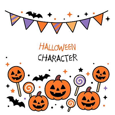 캐릭터 리본 백그라운드 일러스트 호박 디저트 사탕 장식 빨간색 장난감 파티 보라색 축제 주황색 할로윈 나뭇가지 즐거움 박쥐 마법 일러캐릭터 AI파일 나무 감정 음식 컬러 채소 포유류 이벤트 파일형식 벡터