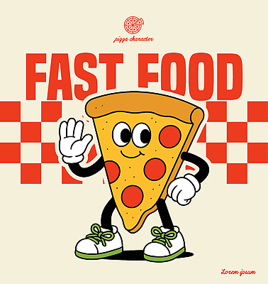 캐릭터 디자인 문화 음식 상징 컬러 일러스트 피자 패스트푸드 그래픽 귀여움 식사 표현 인사 유머 만화 체크무늬 애니메이션 대중문화 일러캐릭터 AI파일 감정 컨셉 무늬 서양음식 예절 인스턴트 파일형식 벡터