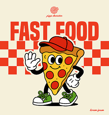 캐릭터 문화 음식 일러스트 피자 패스트푸드 그래픽 과자 식당 인사 맛 즐거움 체크무늬 애니메이션 마스코트 간편조리식품 일러캐릭터 AI파일 감정 컨셉 무늬 디저트 서양음식 상점 예절 인스턴트 파일형식 벡터